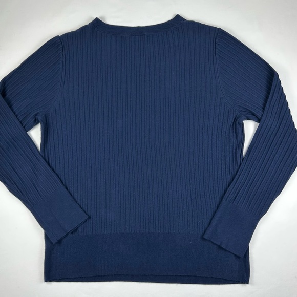 Ann Taylor Factory Rib Knit Crew Neck Sweater - Dark Blue - Picture 6 of 8